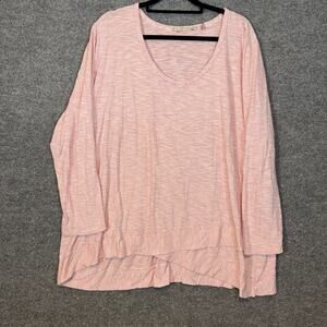 Soft Surroundings Shirt Womens 3X XXXL Pink Striped Tshirt Plus Size Flowy Boho